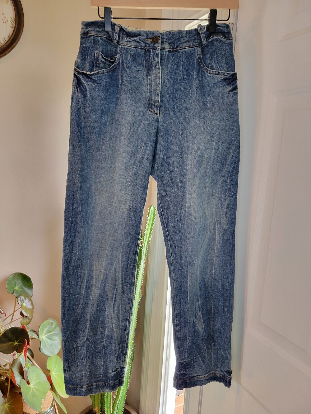 H+ Hannoh Wessel Prunella Blue Jeans Crafted‎ In Italy, Size 40 US Medium